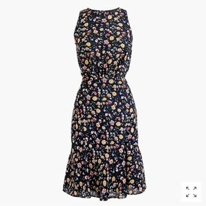 J.Crew mercantile ruched-waist dress in navy floral multi - size 0